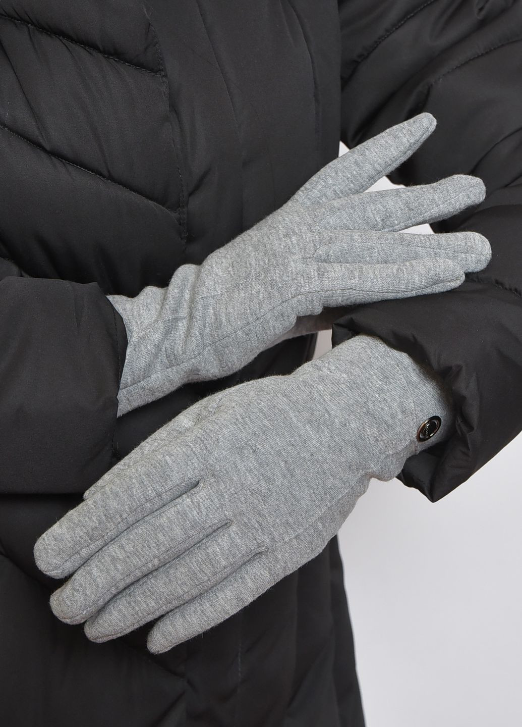 Перчатки женские на меху серого цвета размер 7 Let's Shop (263278172)