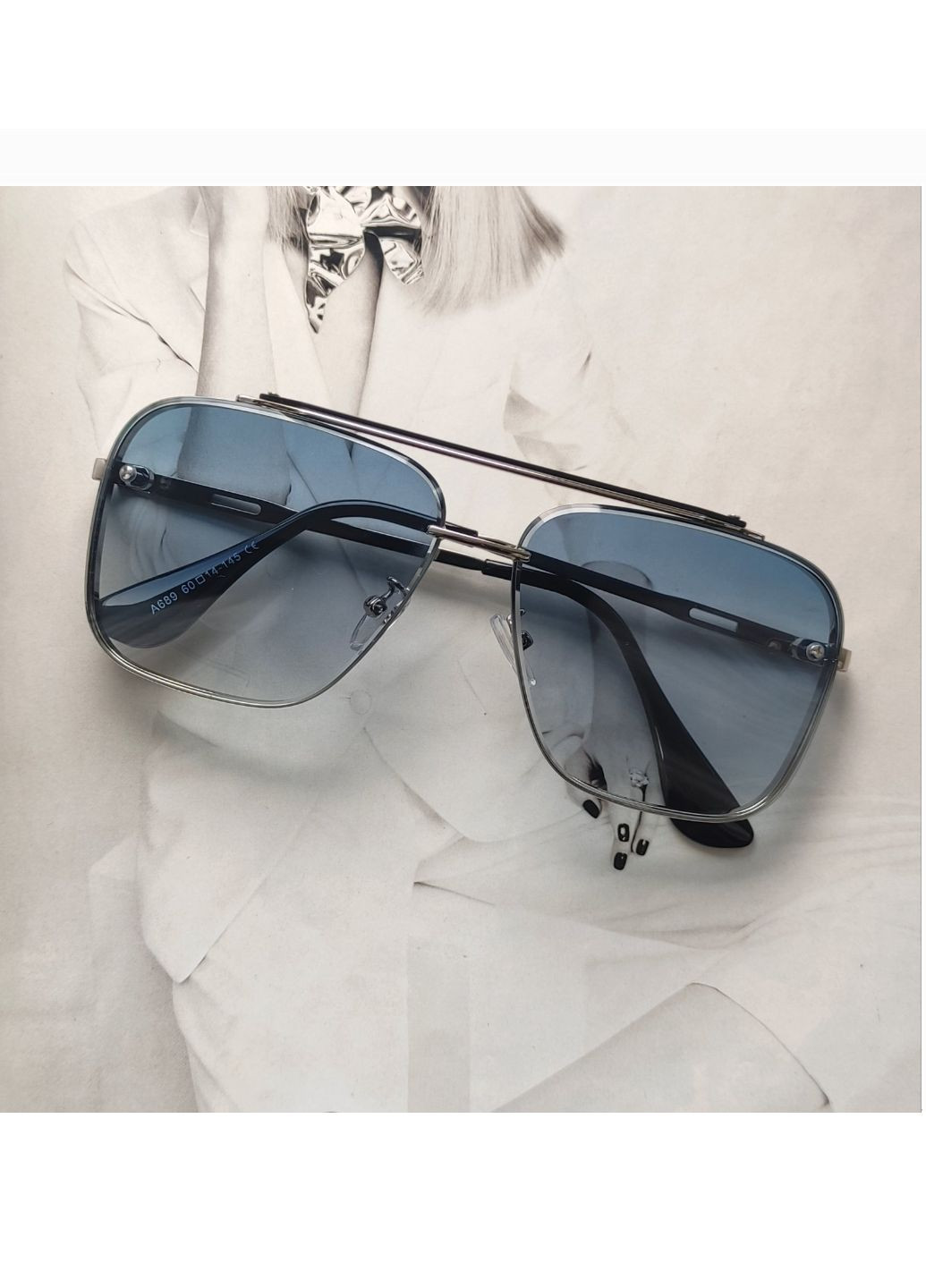 Квадратні окуляри авіатори Синє-бірюзовий в сріблі No Brand (257783437)
