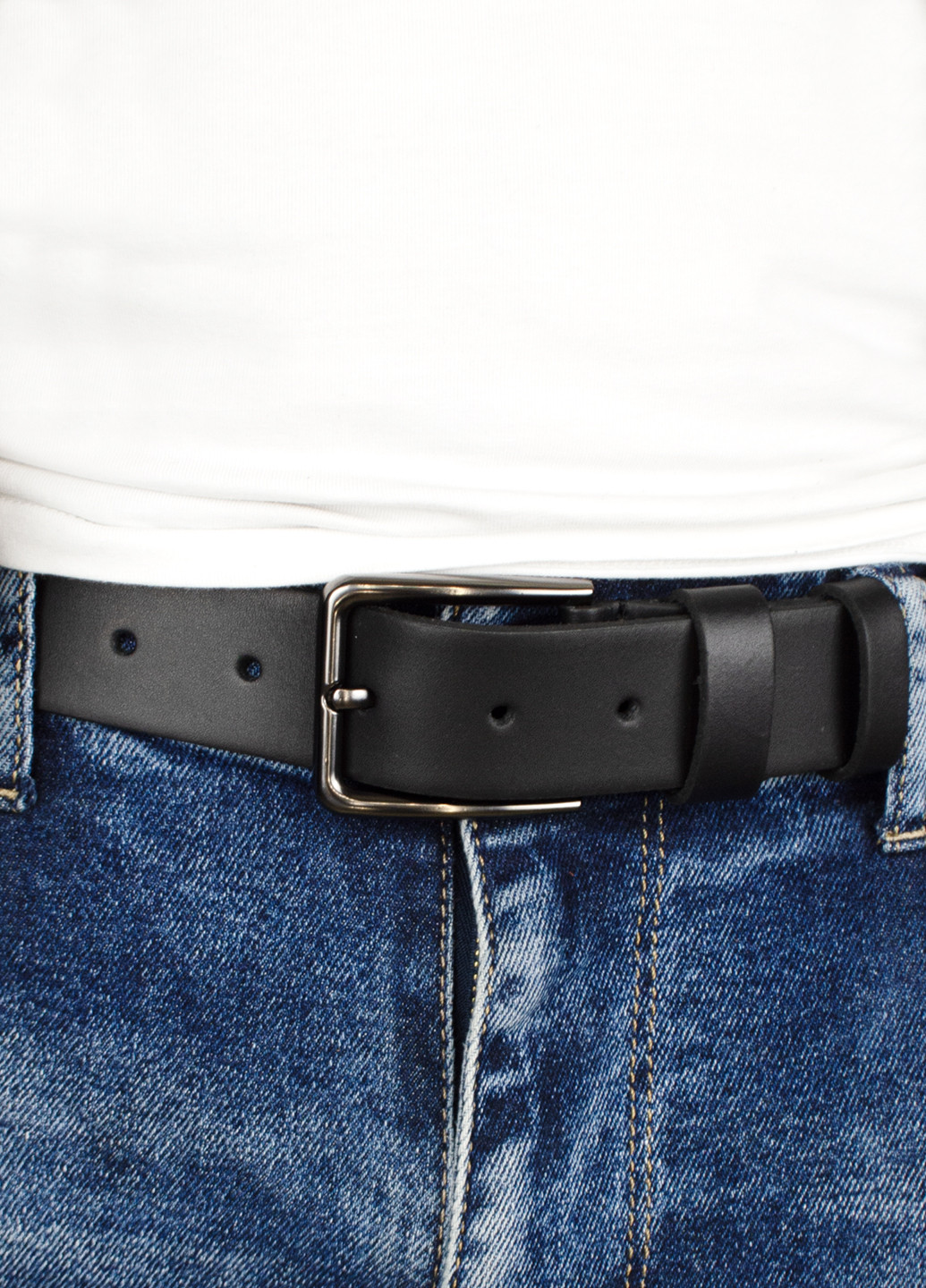 Ремінь чоловічий шкіряний HC-3462 (120 см) чорний класичний під штани HandyCover (265390864)