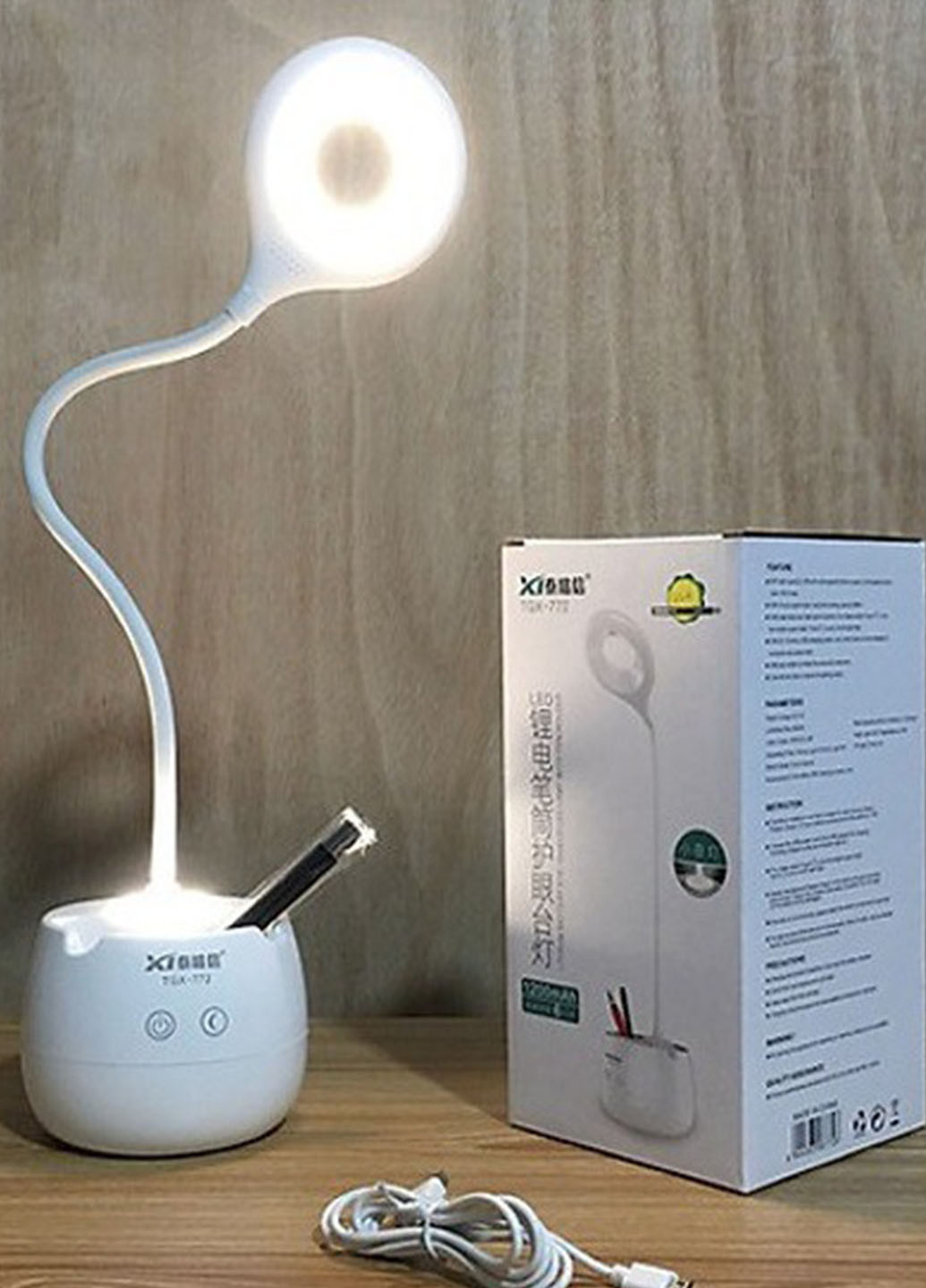 Лампа настільна світлодіодна TAIGEXIN акумуляторна 3 в 1 органайзер нічник та тримач для телефону Good Idea tgx-772 (266623071)