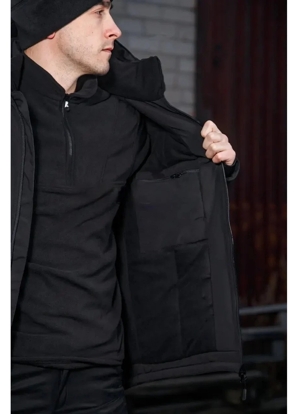 Куртка зимняя Хантер Софтшелл флис Полиция черная 60-62 No Brand (258187235)