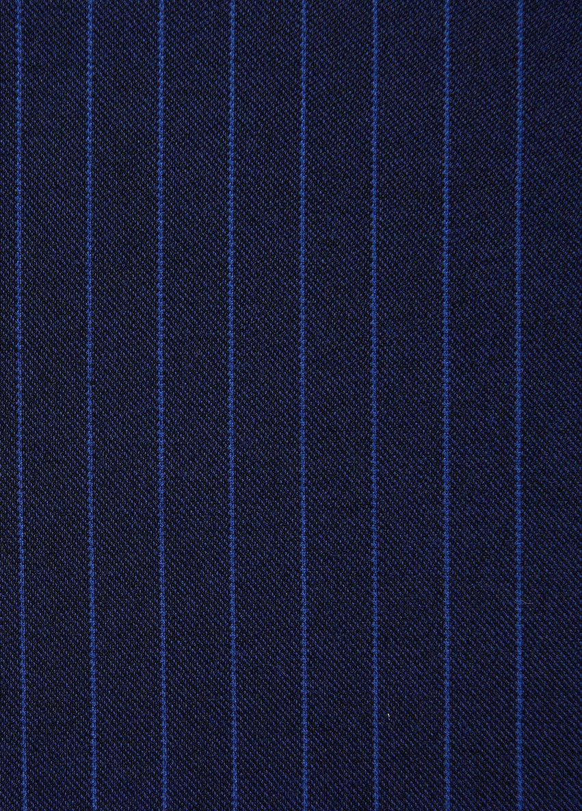 Синій демісезонний двобортний синій в блакитну полоску костюм 10474 Yarmich