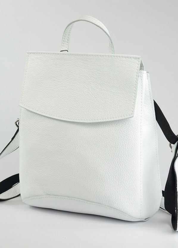 Белая кожаная женская сумка рюкзак трансформер на плечо, модный летний рюкзак из натуральной кожи Serebro (266914627)