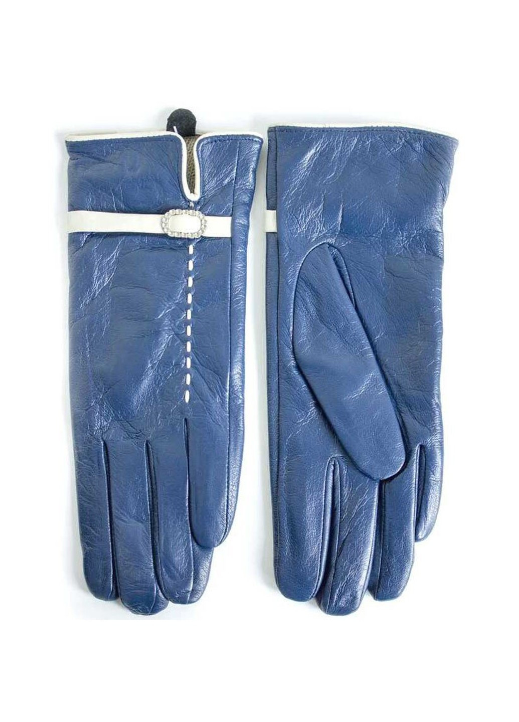 Женские кожаные перчатки синие 374s1 S Shust Gloves (261486922)