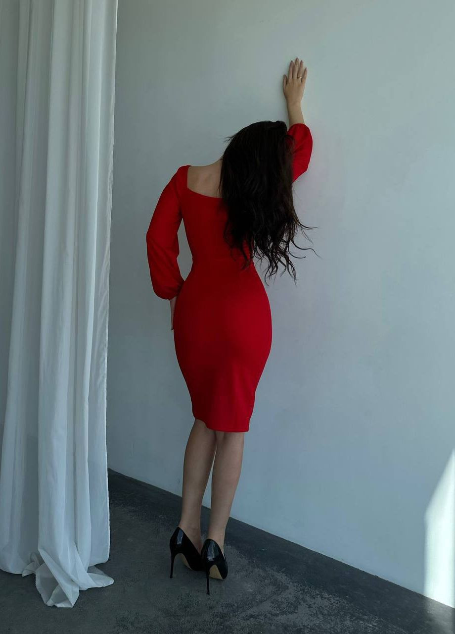 Красное женское платье креп-дайвинг No Brand