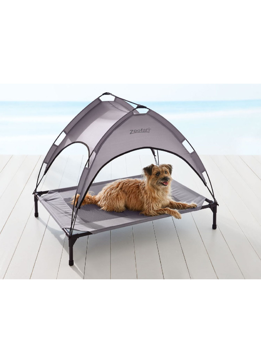 Лежак для собаки с навесом от солнца серый Zoofari (260492582)