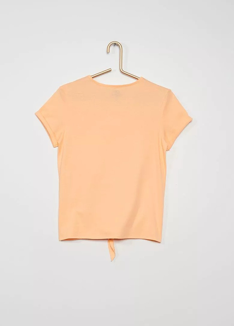Персиковая футболка,персиковий з принтом, Kiabi