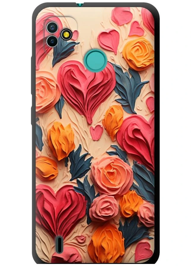 TPU черный чехол 'Сердечки 3' для Endorphone Tecno Pop 5 BD2p (267237532)