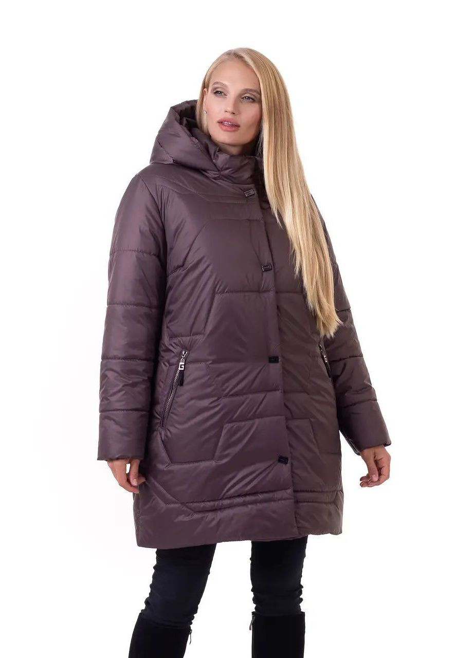 Коричнева зимня зимова жіноча куртка великого розміру SK