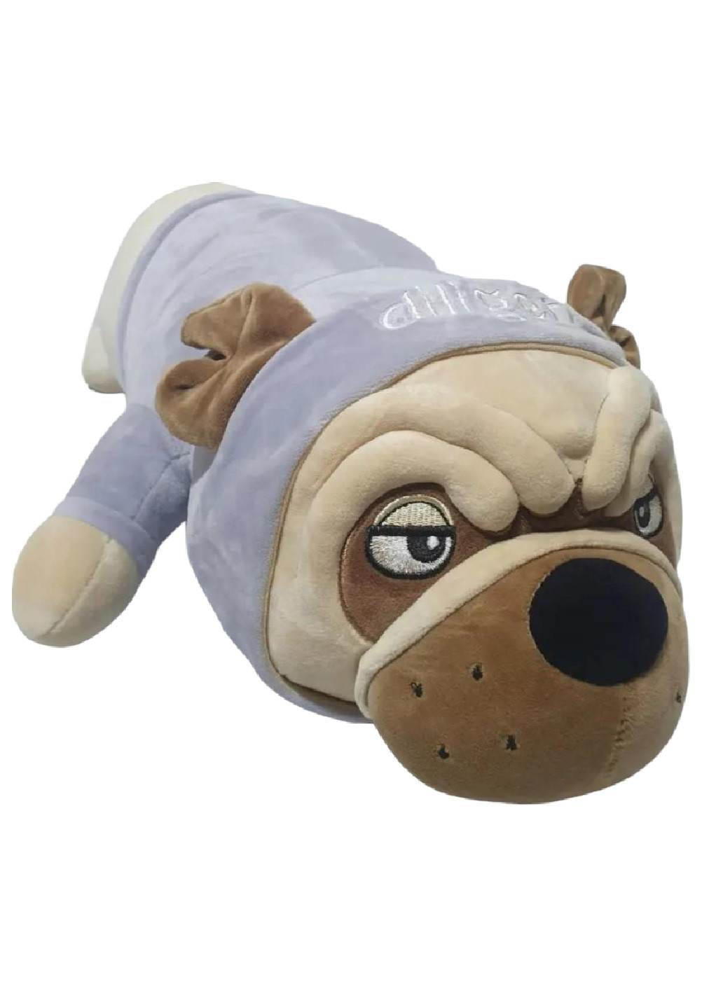 М'яка іграшка обіймашка подушка антистрес довга плюшева собака мопс в одязі 72 см (475884-Prob) Із сірою кофтою Unbranded (275068658)