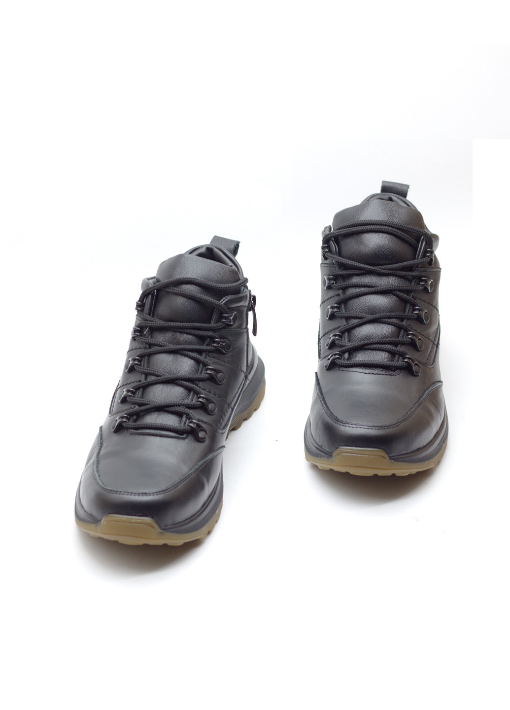 Черные зимние кроссовки мужские зимние кожаные Zlett 3058