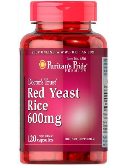 Puritan's Pride Red Yeast Rice 600 mg 120 Caps Puritans Pride (257252635)