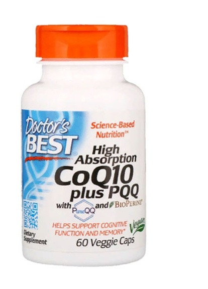 High Absorption CoQ10 100 mg plus PQQ 20 mg with PureQQ and BioPERINE 60 Veg Caps Doctor's Best (258498921)