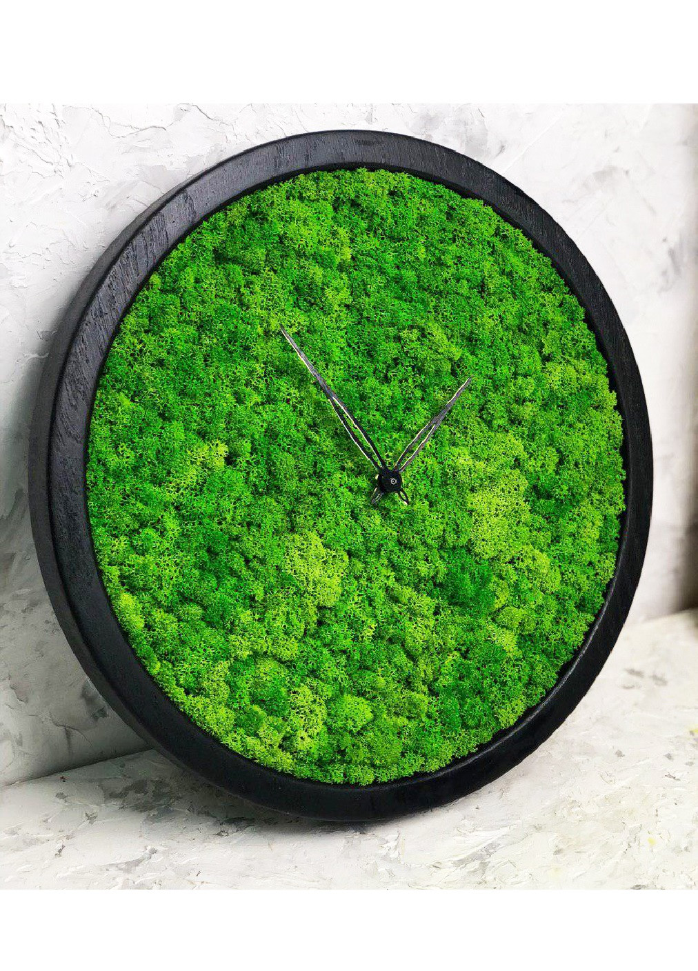 Годинник настінний стильний практичний універсальний круглий зі стабілізованим мохом із дерева 25х25х4 см (475791-Prob) Чорний Unbranded (271518137)