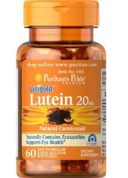 Puritan's Pride Lutigold Lutein 20 mg 60 Softgels Puritans Pride (256724663)