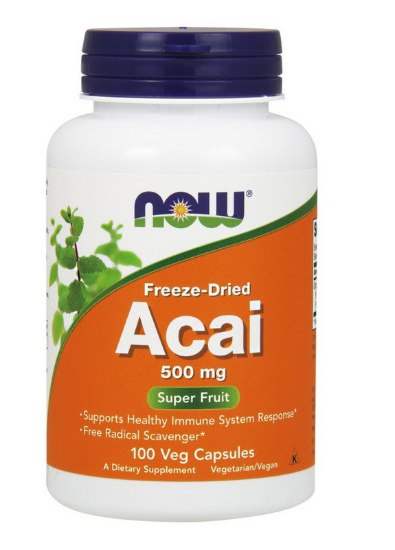 Ягоды асаи Acai 500 mg 100 caps Now (257580559)