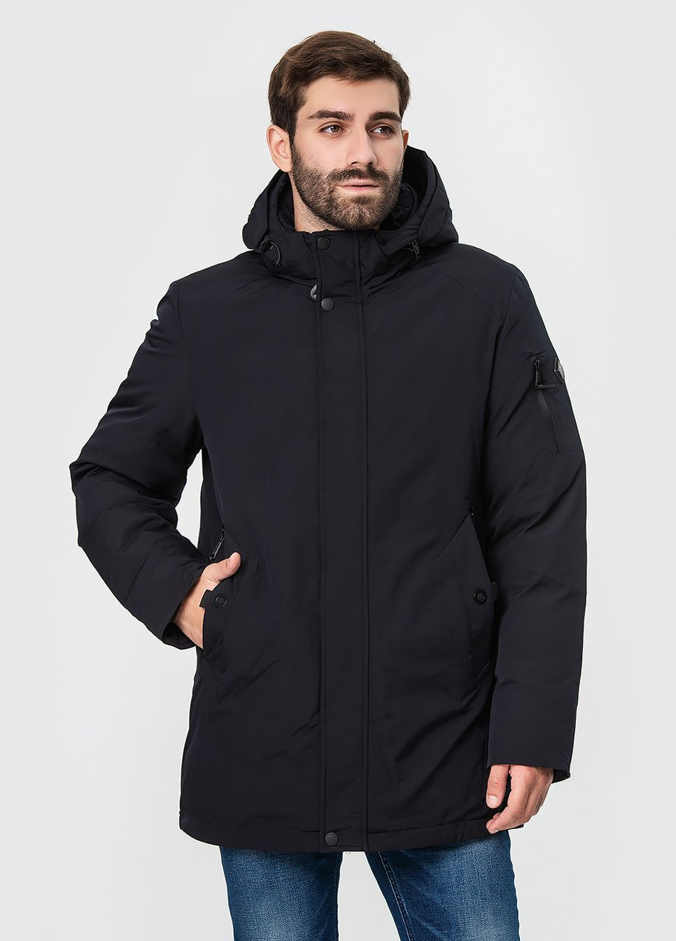 Черная зимняя зимняя куртка с капюшоном модель ZPJV 1275