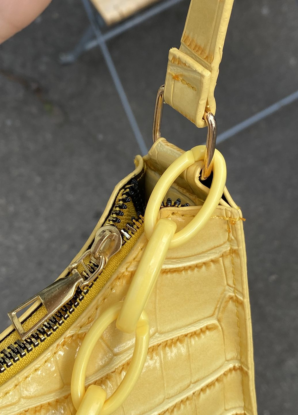 Женская маленькая сумка через плечо багет рептилия желтая No Brand (270369423)
