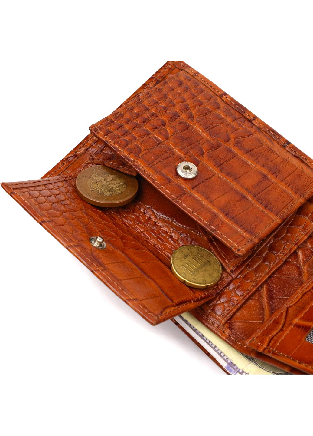 Фактурный мужской бумажник без застежки горизонтального формата из натуральной кожи 21761 Коричневий Canpellini (259874031)