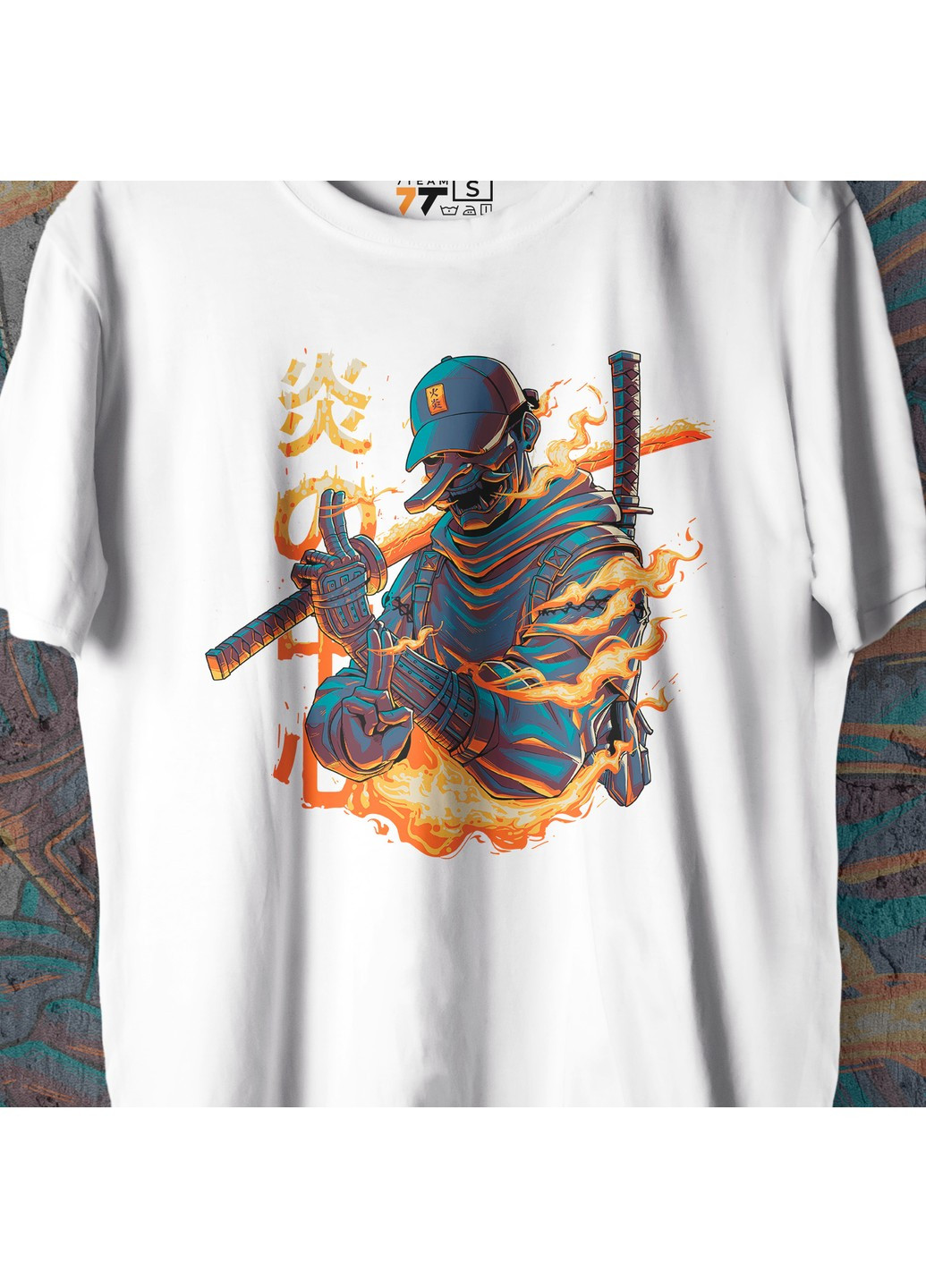 Біла футболка з принтом самурай white edition No Brand