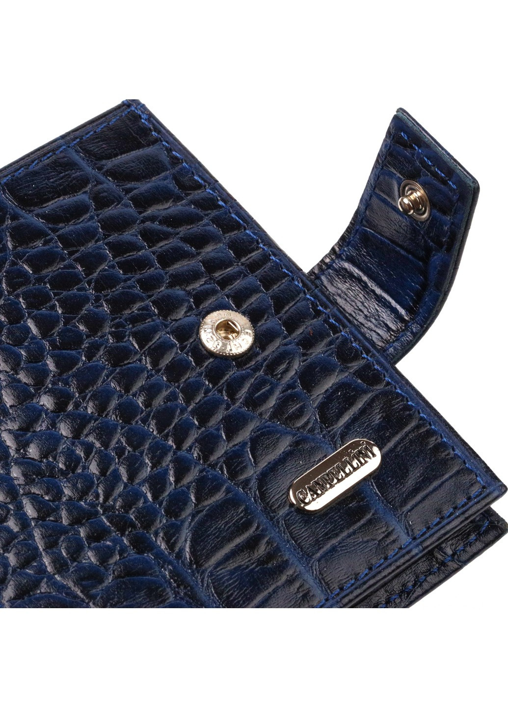 Вместительное горизонтальное портмоне для мужчин из натуральной кожи с тиснением под крокодила 21883 Синее Canpellini (259829997)