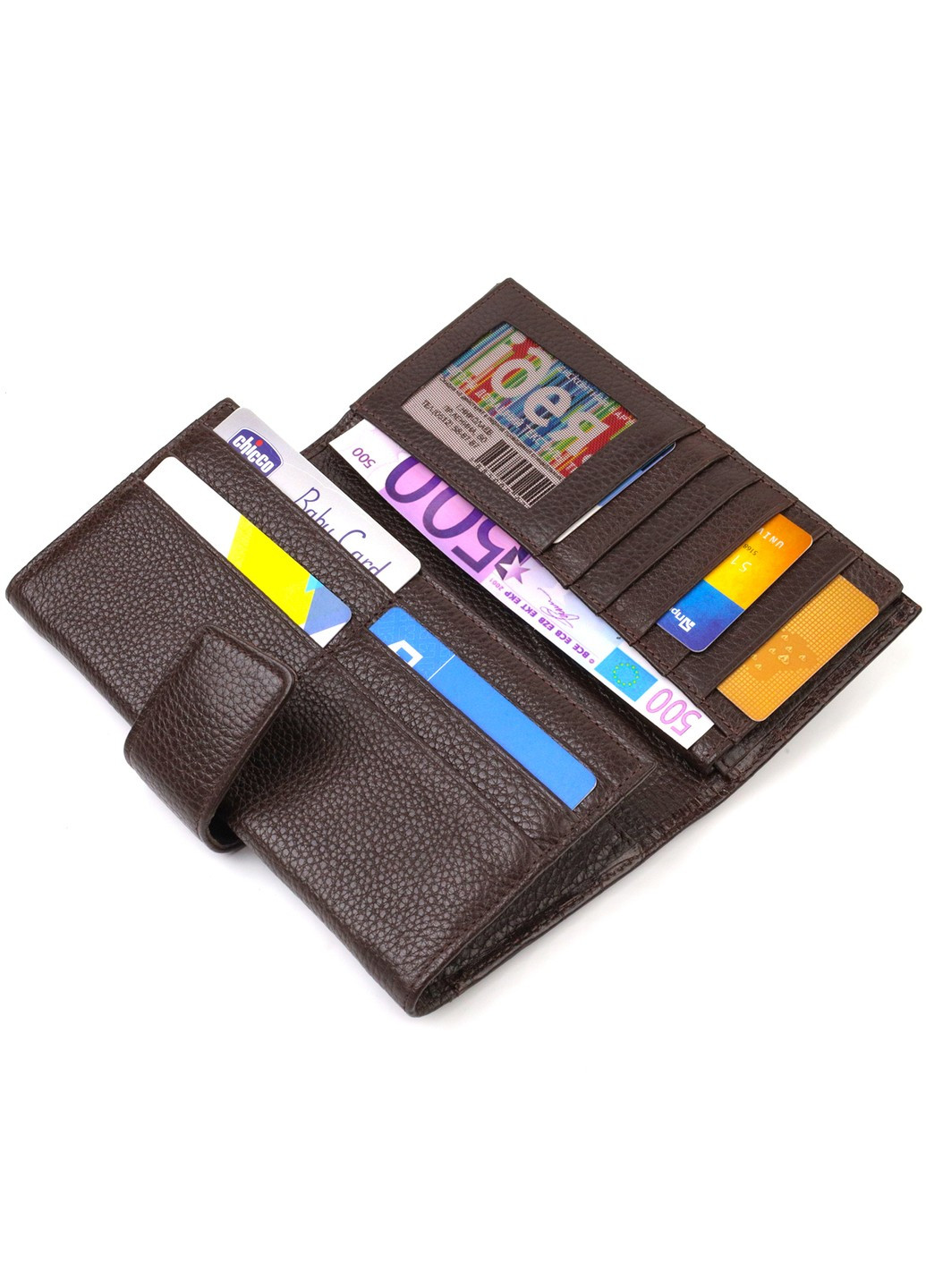 Містке вертикальне чоловіче портмоне з натуральної шкіри з тисненням під крокодила 21837 Коричневе Canpellini (259829983)