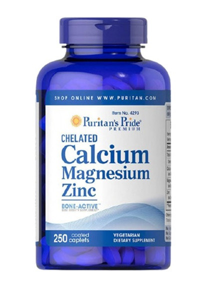 Puritan's Pride Chelated Calcium Magnesium Zinc 250 Caplets Puritans Pride (256720037)