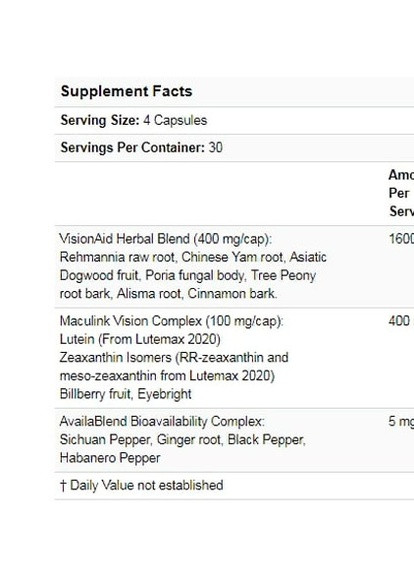 EssentialEyes 120 Veg Caps RCH197 Ridgecrest Herbals (256723275)