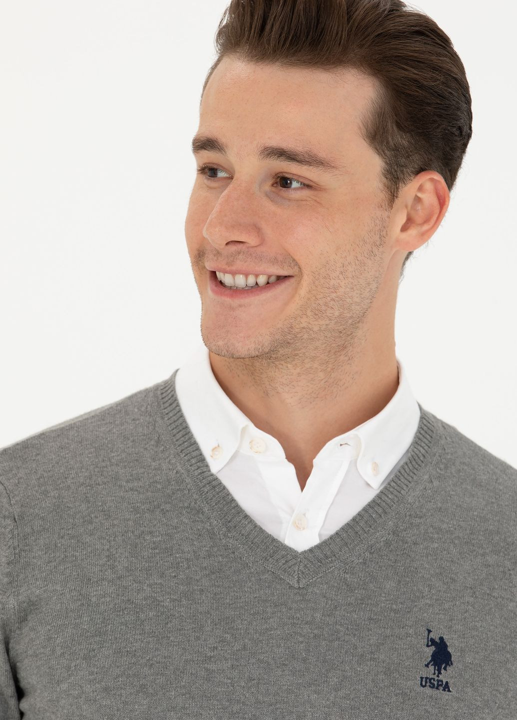 Светло-серый свитер u.s. polo assn. мужской U.S. Polo Assn.