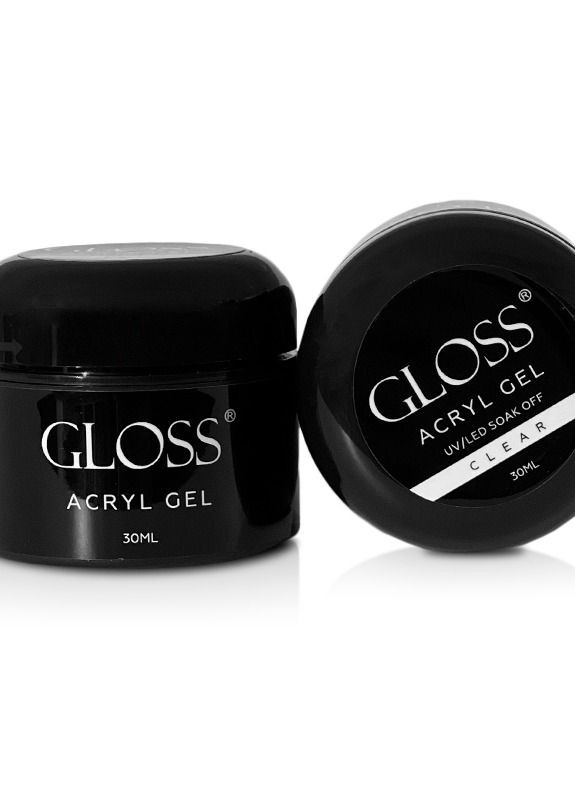 Акрил-гель GLOSS Clear (прозорий) в баночці, 30 мл Gloss Company (267820687)