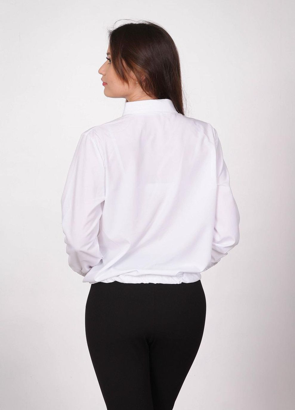 Белая демисезонная блузка - рубашка женская 9773 однотонный софт белая Актуаль