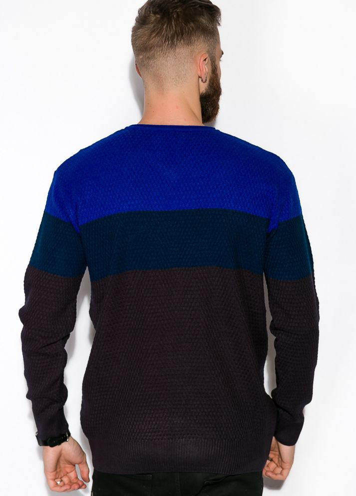 Прозрачный демисезонный пуловер трехцветный (электро-темно-синий) Time of Style