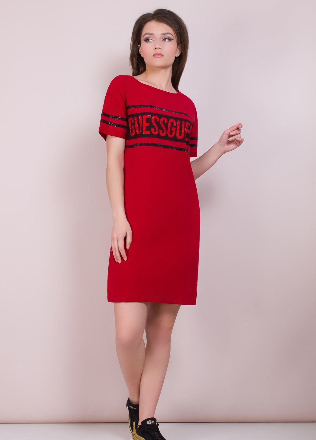 Красное повседневный женское летнее платье красное 241422 Design