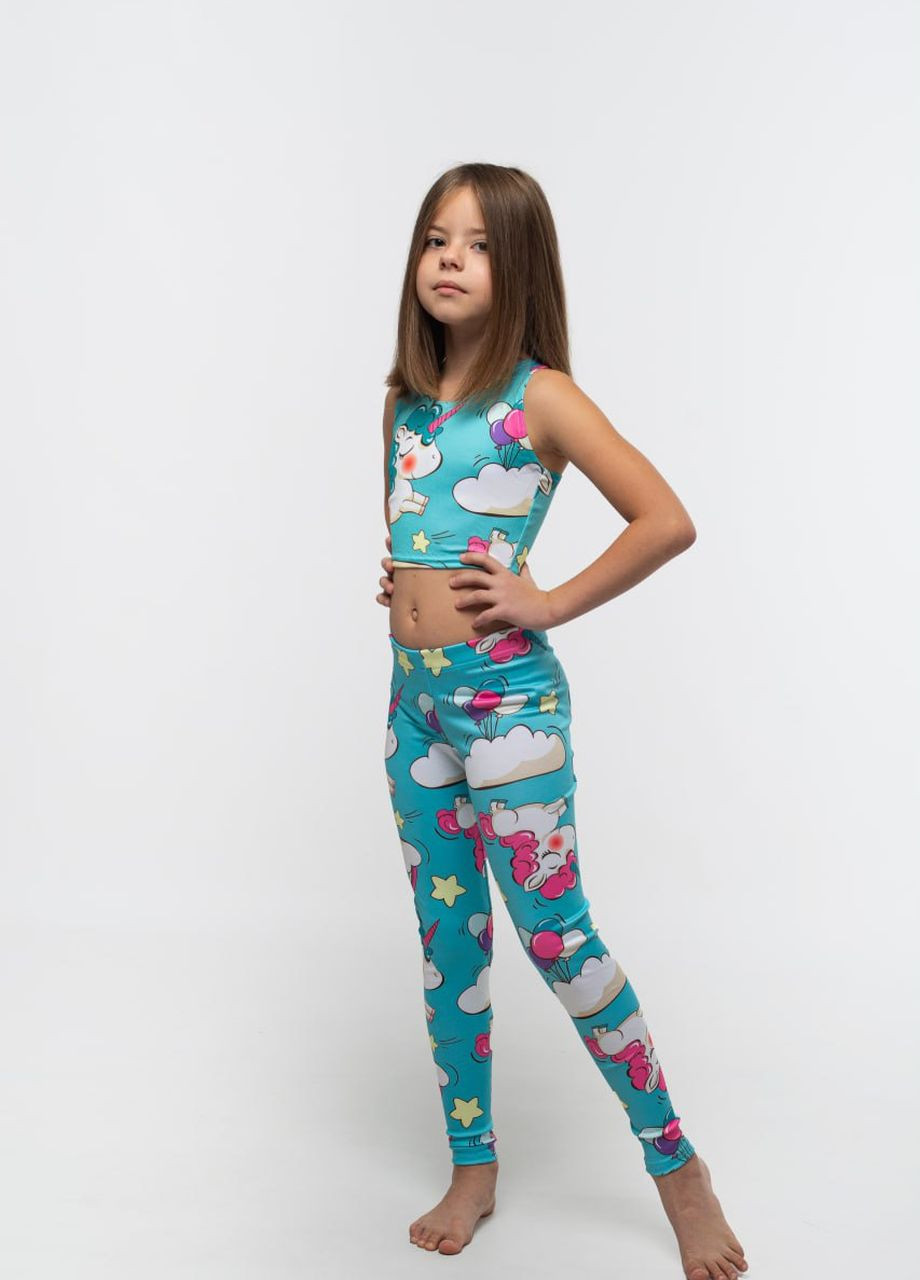 Дитячий спортивний костюм лосини та топ для дівчинки No Brand unicorn (276458750)