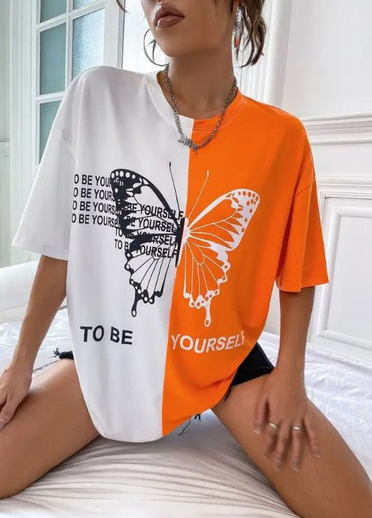 Двухцветная футболка Fashion Girl Butterfly - (258550463)