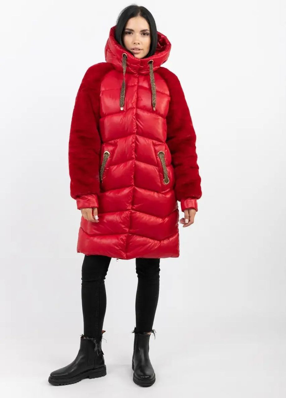 Красная зимняя куртка зимняя женская SK