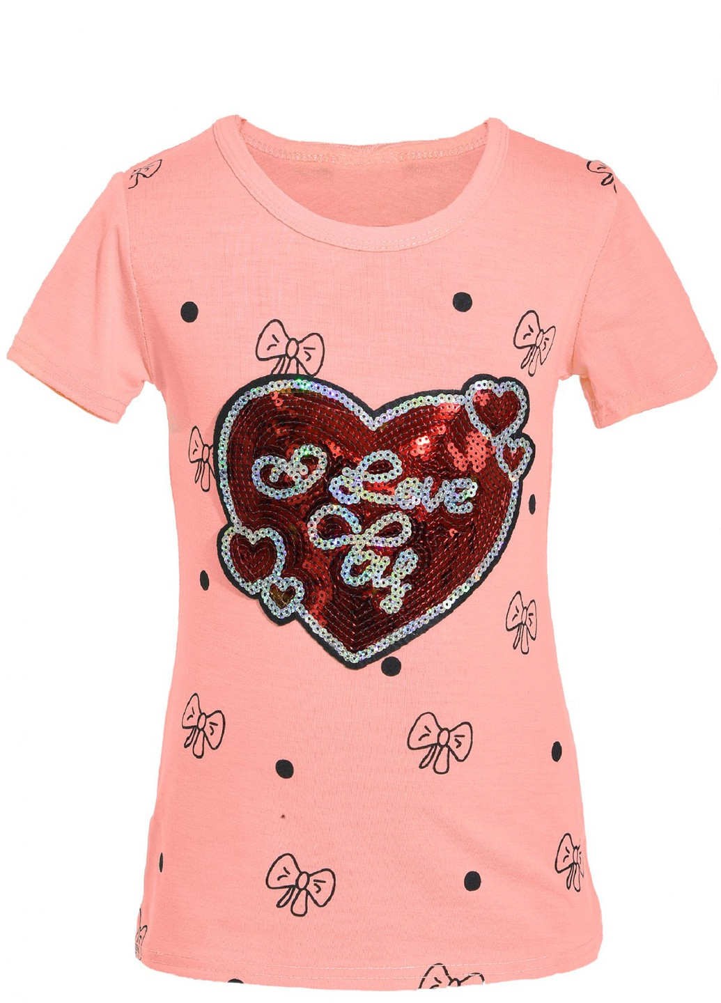 Бежевая футболки футболка на дівчаток (сердечки) Lemanta