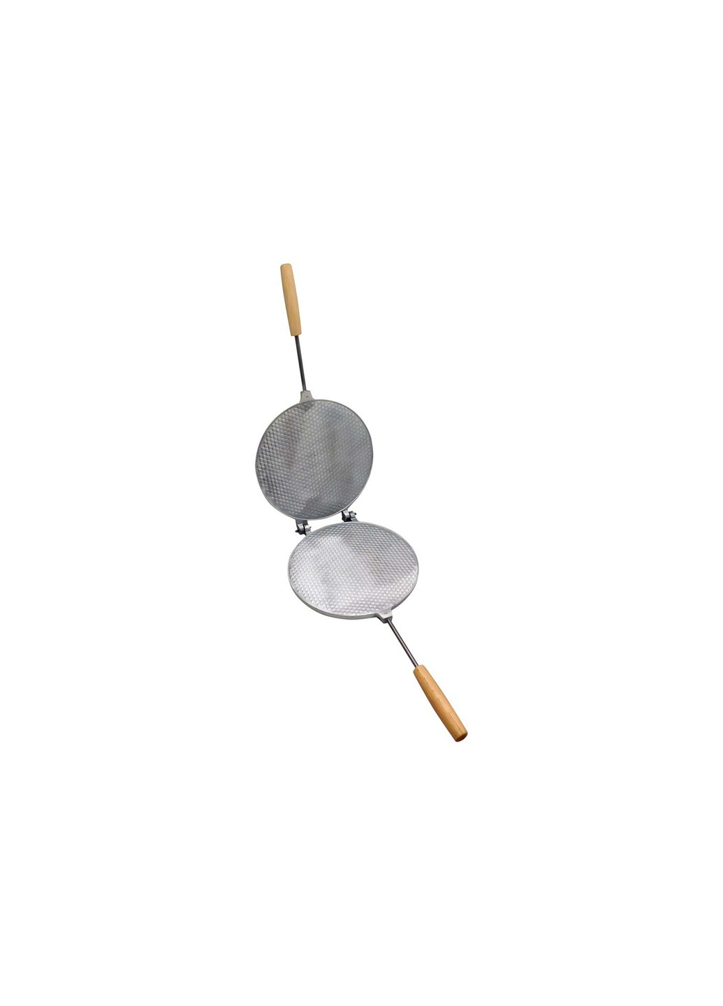 Вафельниця форма для випікання вафельних коржів кругла 210 мм (велика, дерев'яні ручки, кола) Ласунка (259294402)