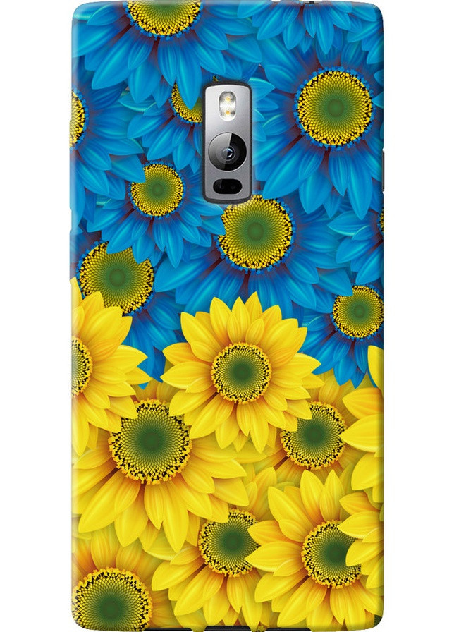 Силиконовый чехол 'Жёлто-голубые цветы' для Endorphone OnePlus 2 (258567045)
