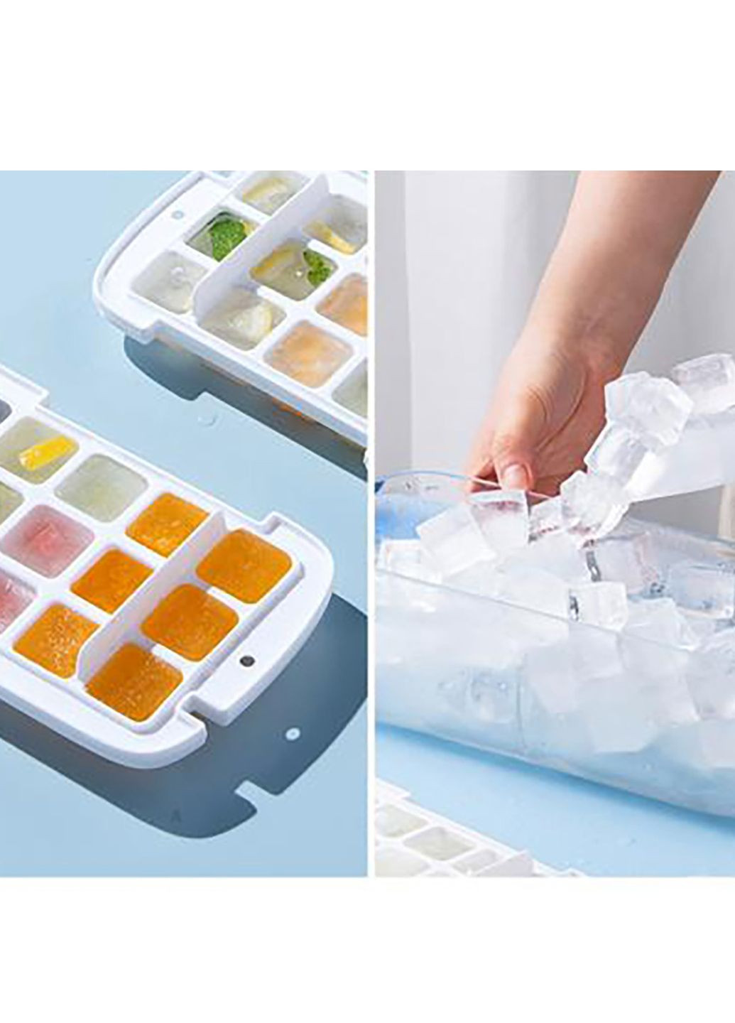 Лоток для заморозки 48 кубиков льда с крышкой, выталкивателем, корзиной и совком 28х12.5х9 см Kitchen Master (274060137)