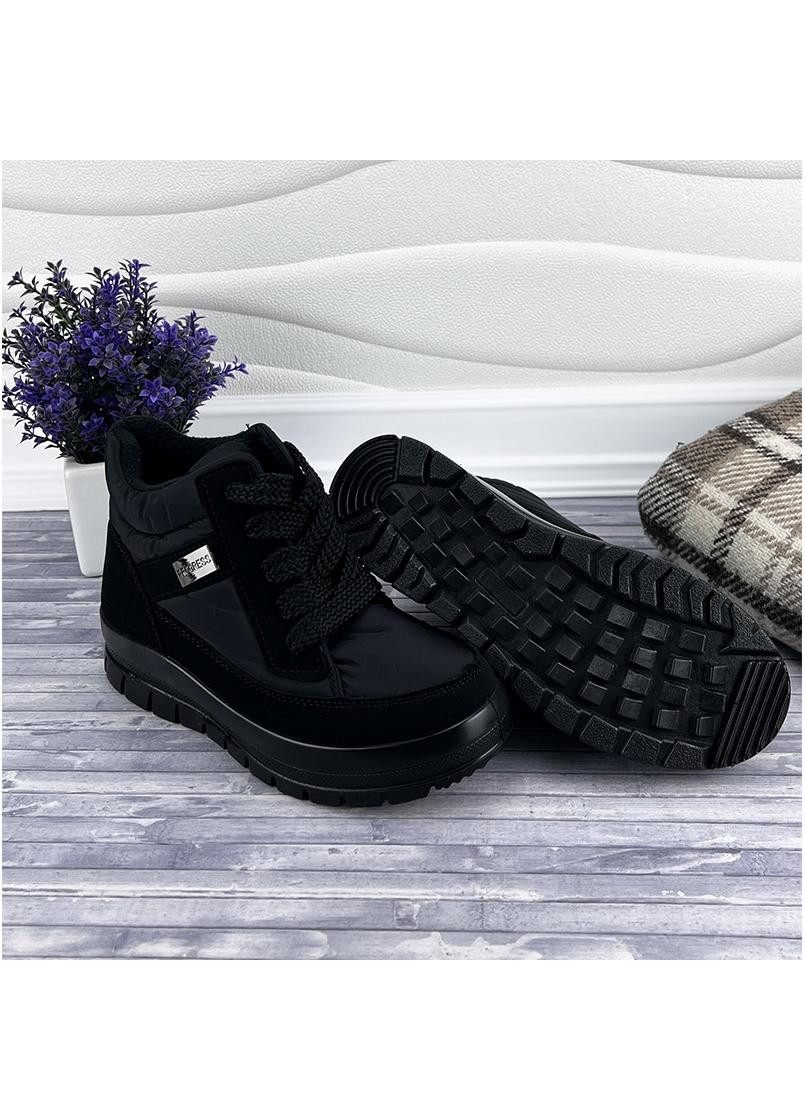 Черные жiночi черевики короткi на шнурiвцi progres е-0014505-10 чорнi No Brand