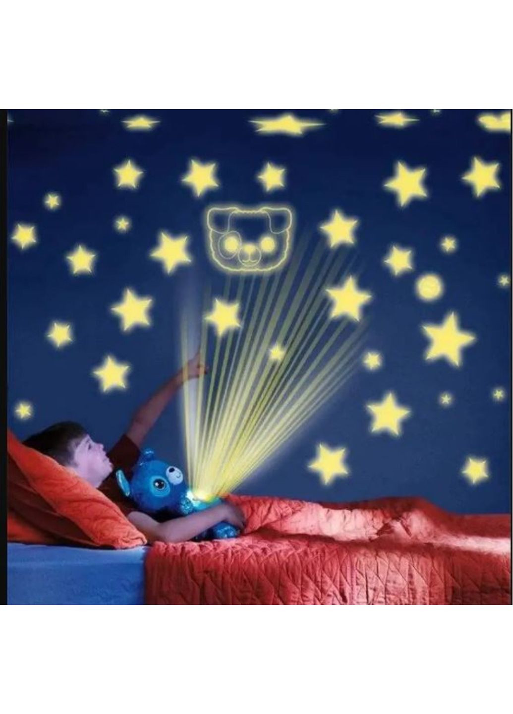 Ночник проектор звёздного неба мишка мягкая игрушка большая лед подсветка на потолок 7 цветов No Brand (262094734)