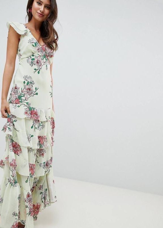 Комбінована сукня максі з квітковим принтом Asos