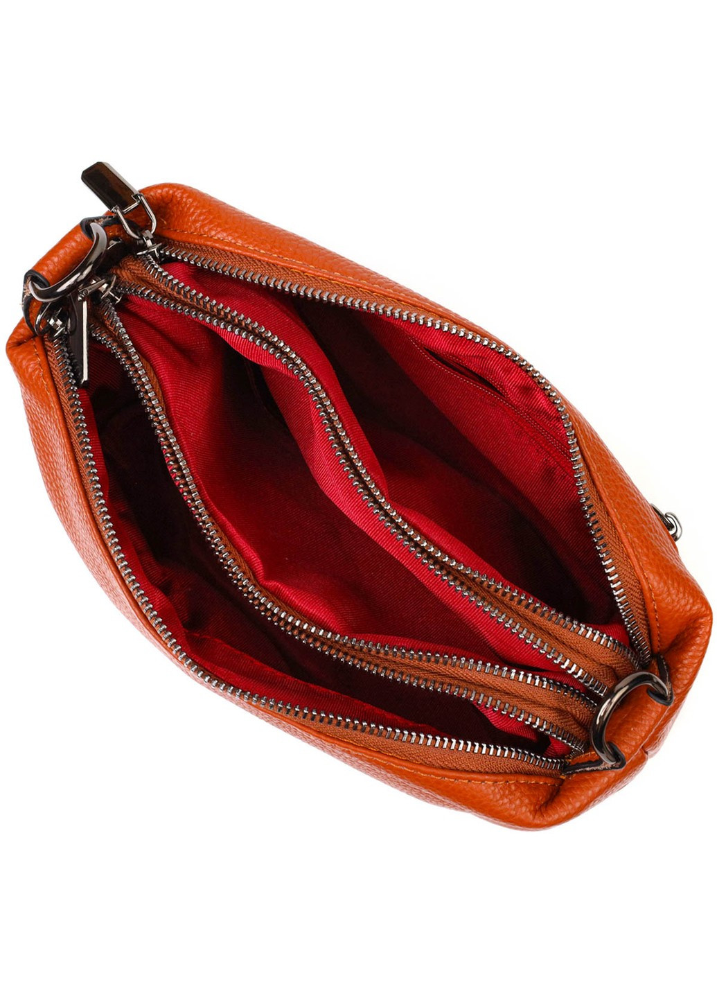 Чудова сумка на три відділення з натуральної шкіри 22138 Руда Vintage (260360817)