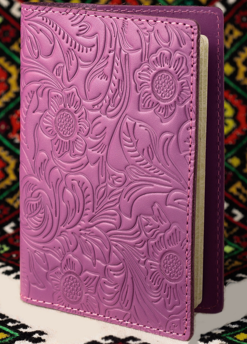 Кожаная Обложка Для Паспорта Villini 015 Цветы Сиреневая Martec (259115808)