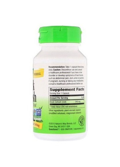 Black Cohosh Root 540 mg 100 Caps Nature's Way (258498943)