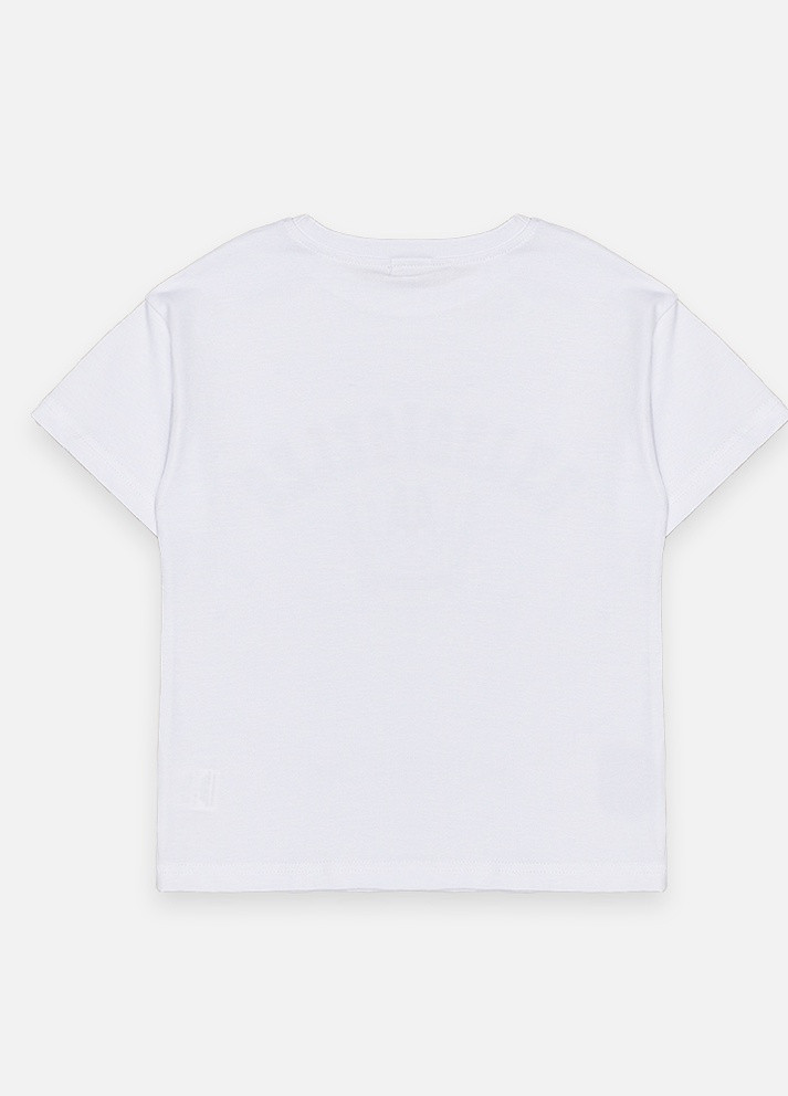 Белая летняя футболка для мальчика цвет белый цб-00222464 Jak Pani