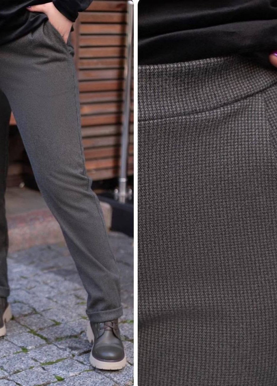 Серые классические, повседневный, кэжуал зимние брюки No Brand