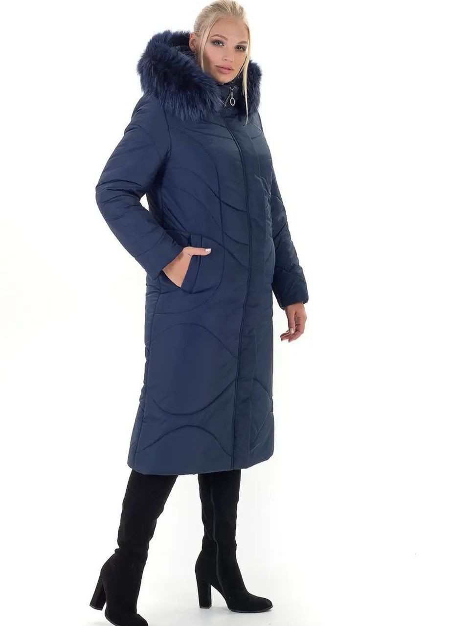 Синя зимня жіноча куртка великого розміру зимова SK