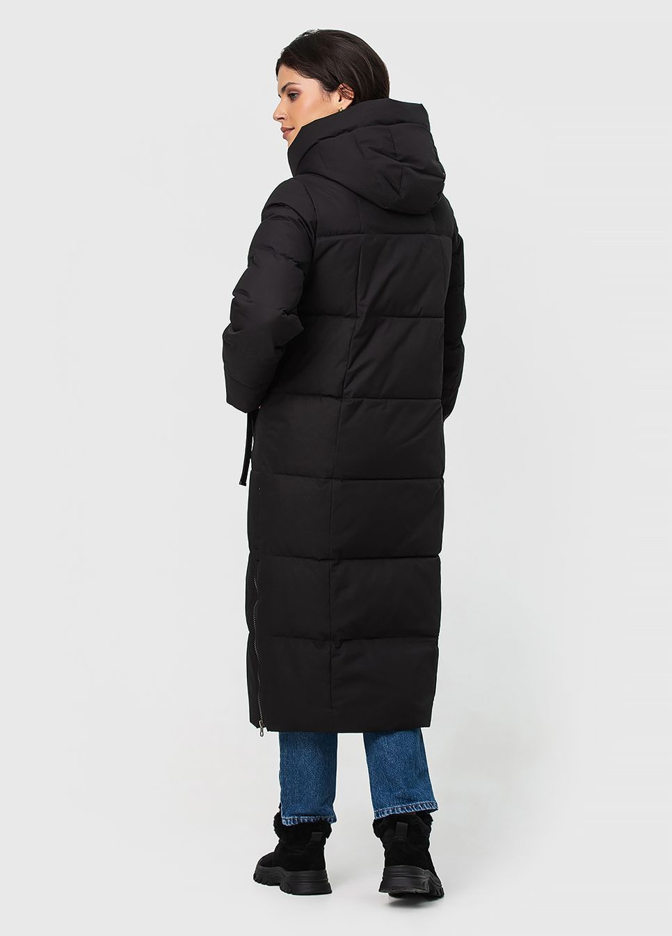 Черная зимняя базова куртка-пальто з капюшоном модель Icebear 3953
